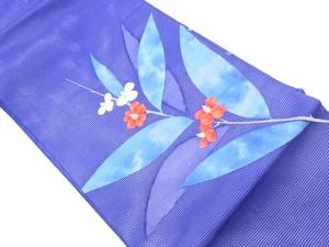 絽枝に花葉模様織出し名古屋帯